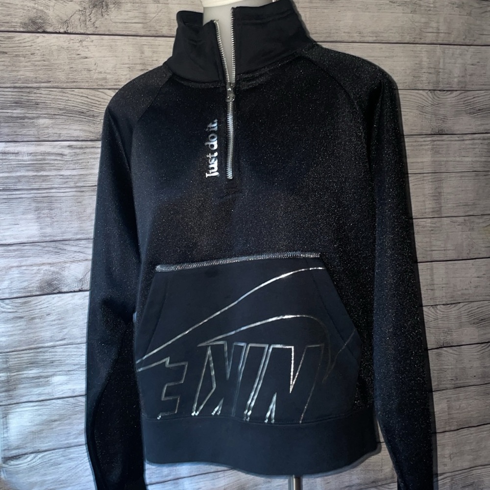 Nike glossy finish Quarter Zip with front pocket